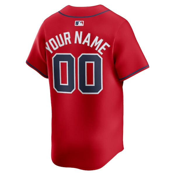 Atlanta Braves Nike Alternate Limited Custom Jersey - Red/White