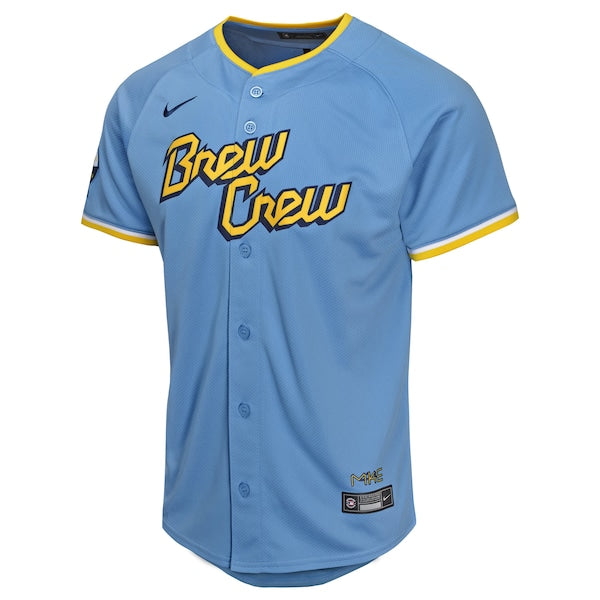 Christian Yelich Milwaukee Brewers Nike Youth City Connect Limited Player Jersey - Powder Blue