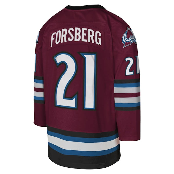 Peter Forsberg Colorado Avalanche Youth 2001-02 Blue Line Player Jersey - Burgundy