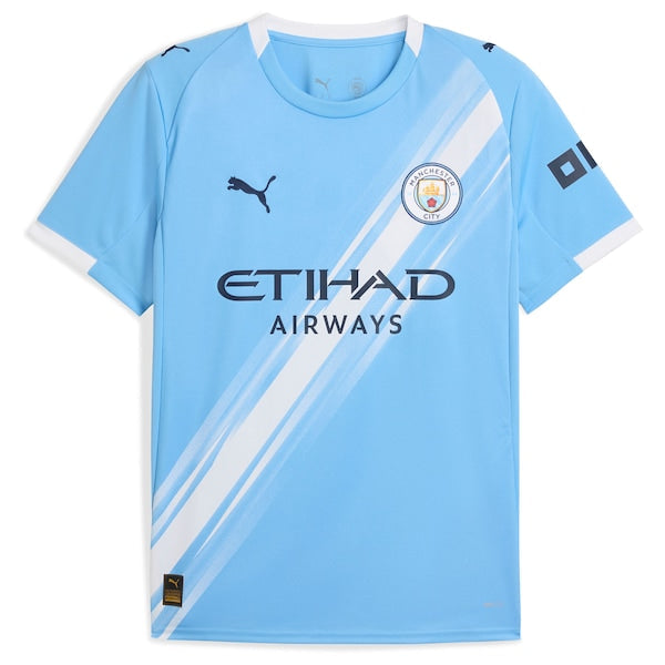 Phil Foden Manchester City Puma 2025/26 Home Replica Player Jersey - Sky Blue/Black/Green