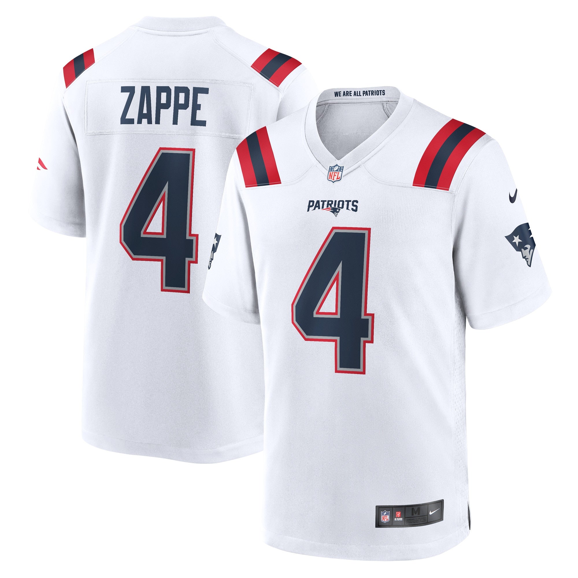 Bailey Zappe New England Patriots Nike Alternate Game Player Jersey - Red/Navy/White
