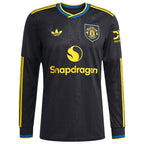 Bruno Fernandes Manchester United adidas 2025/26 Third Replica Long Sleeve Player Jersey - Black/Red/White