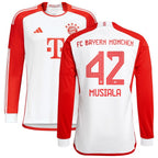 Jamal Musiala Bayern Munich adidas 2023/24 Home Replica Long Sleeve Jersey - White