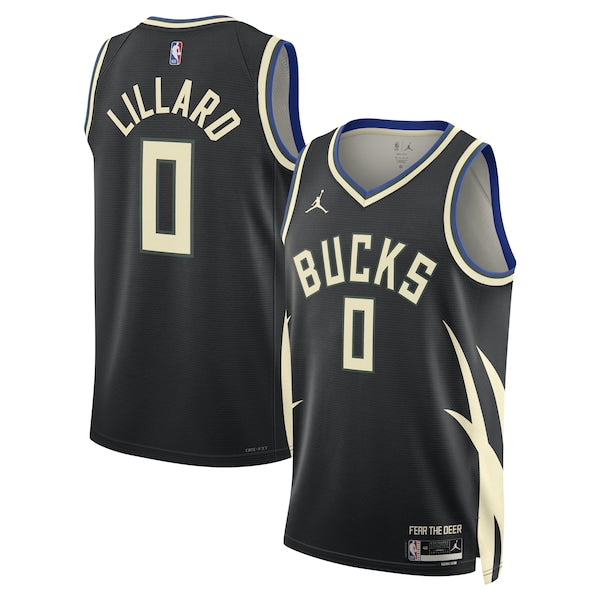 Damian Lillard Milwaukee Bucks Jordan Brand Unisex Swingman Player Jersey - Statement Edition - Black