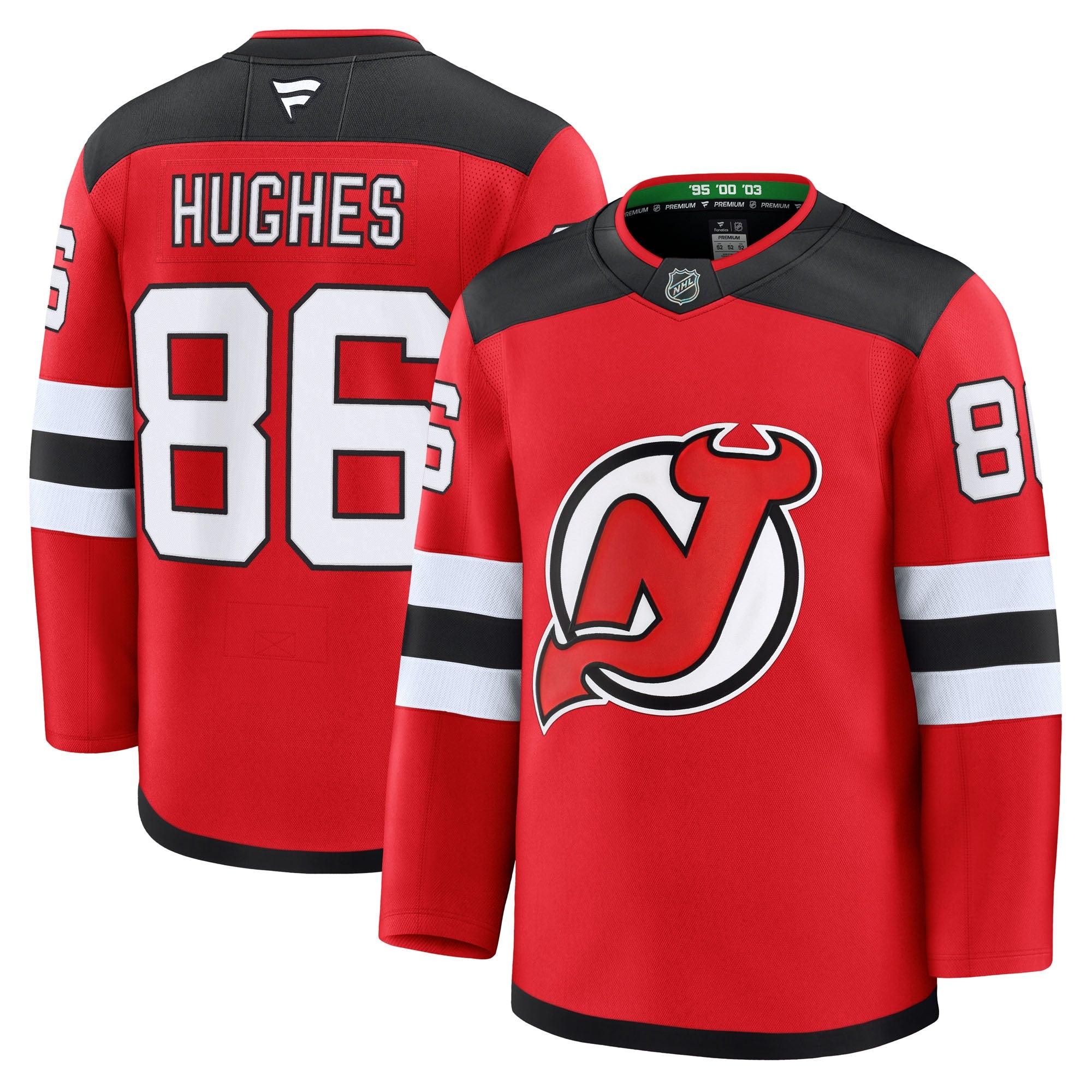 Jack Hughes New Jersey Devils  Away Premium Jersey - White/Black/Red