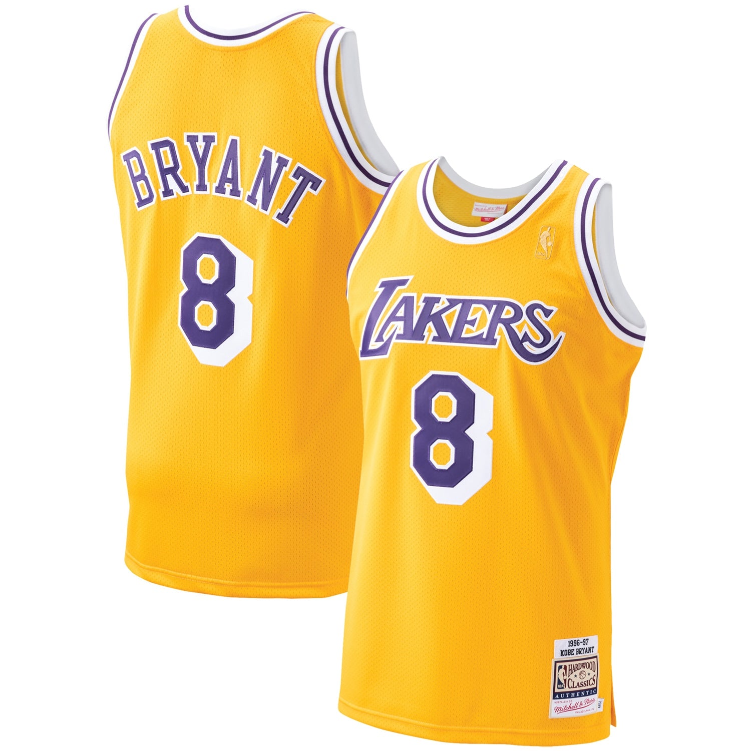 Men's Los Angeles Lakers Kobe Bryant Royal 1996-97 Hardwood Classics Authentic Player Jersey- Blue/Gold/Purple