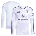 Manchester United adidas 2025/26 Away Replica Long Sleeve Jersey - White/Black/Red