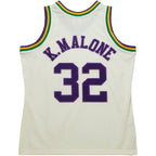Karl Malone Utah Jazz Chainstitch Swingman Jersey - Cream
