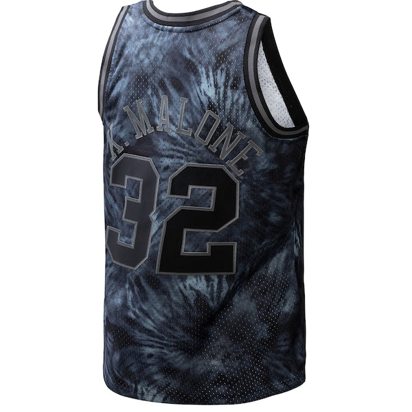 Karl Malone Utah Jazz Hardwood Classics 1991/92 Tie-Dye Swingman Jersey - Black