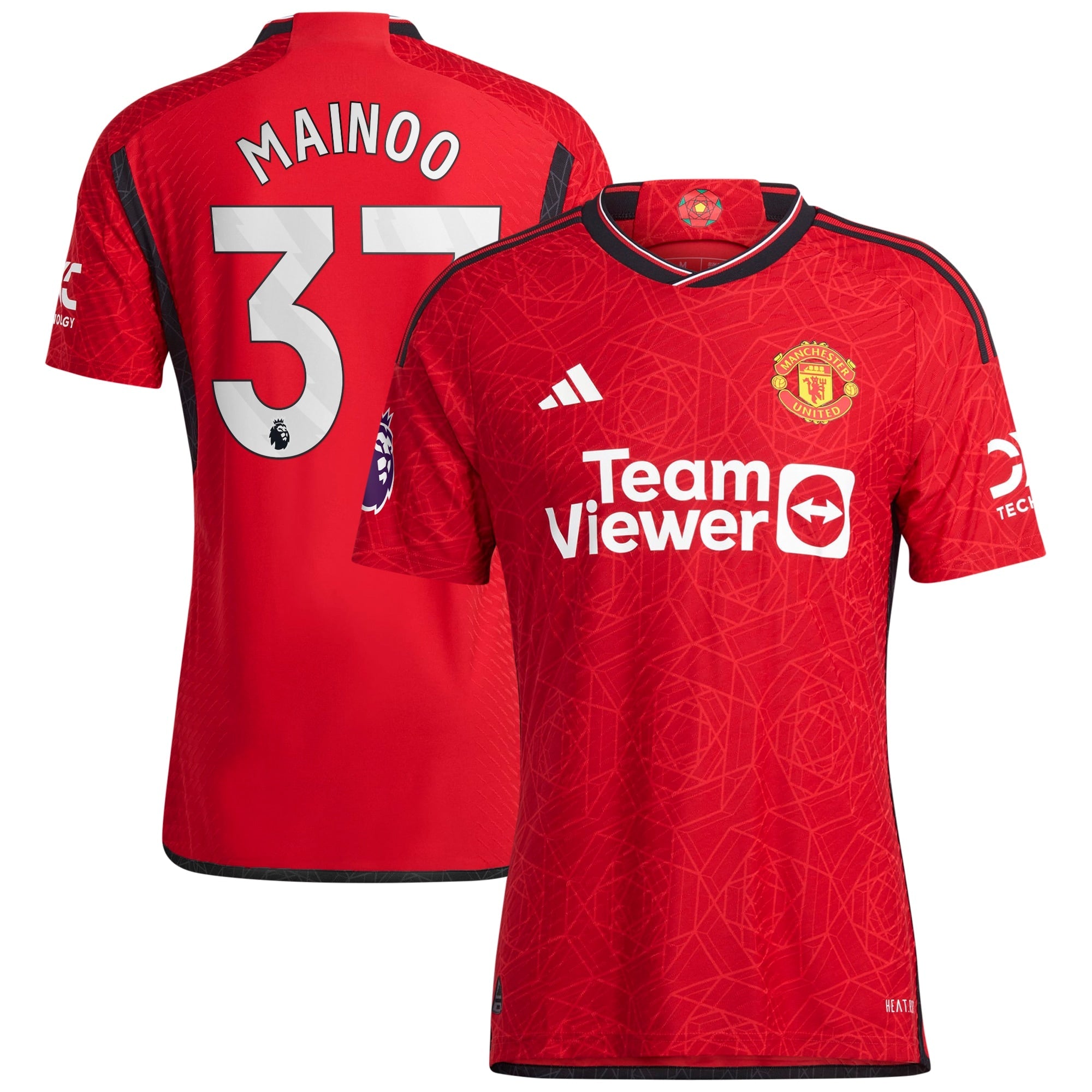 Kobbie Mainoo Manchester United adidas 2023/24 Away Authentic Player Jersey - Green/Red