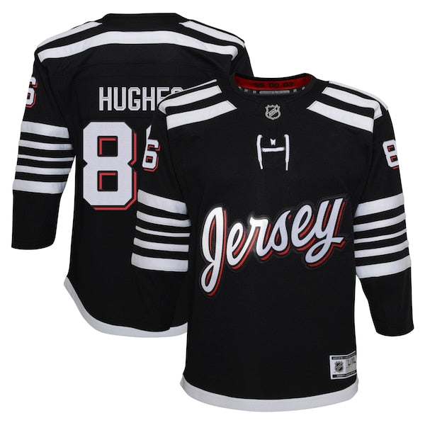 Jack Hughes New Jersey Devils Youth Alternate Premier Player Jersey - Black