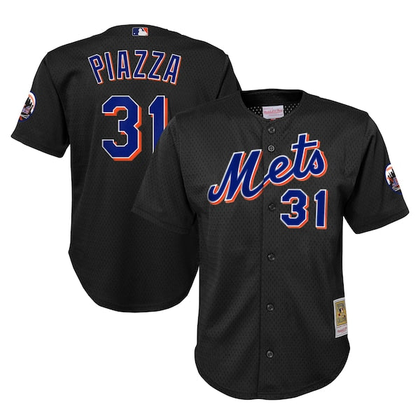 Mike Piazza New York Mets Youth Cooperstown Collection Mesh Batting Practice Jersey - Black