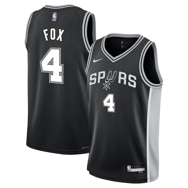 De'Aaron Fox San Antonio Spurs Nike Youth Swingman Jersey - Icon Edition - Black