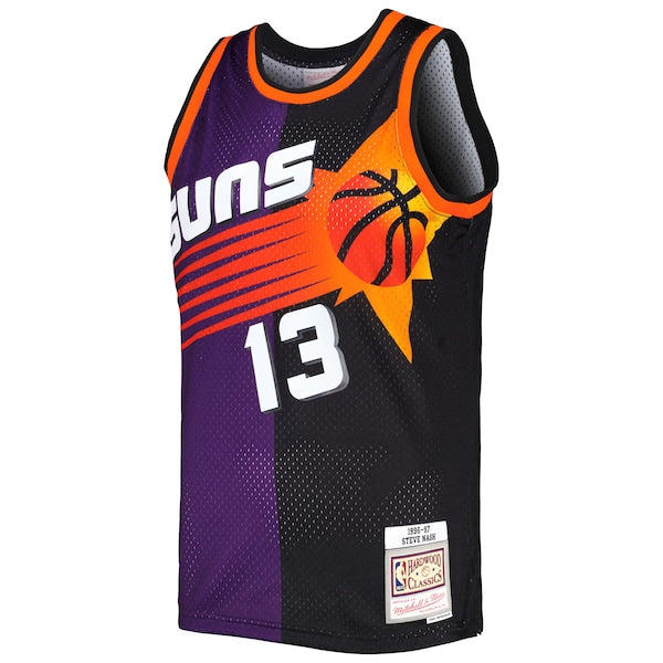 Steve Nash Phoenix Suns Hardwood Classics 1996/97 Split Swingman Jersey - Purple/Black