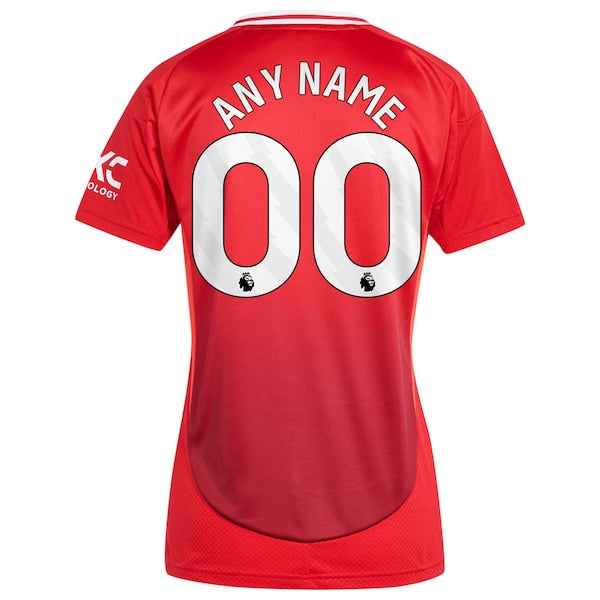 Manchester United adidas Women's 2024/25 Home Replica Custom Jersey - Red