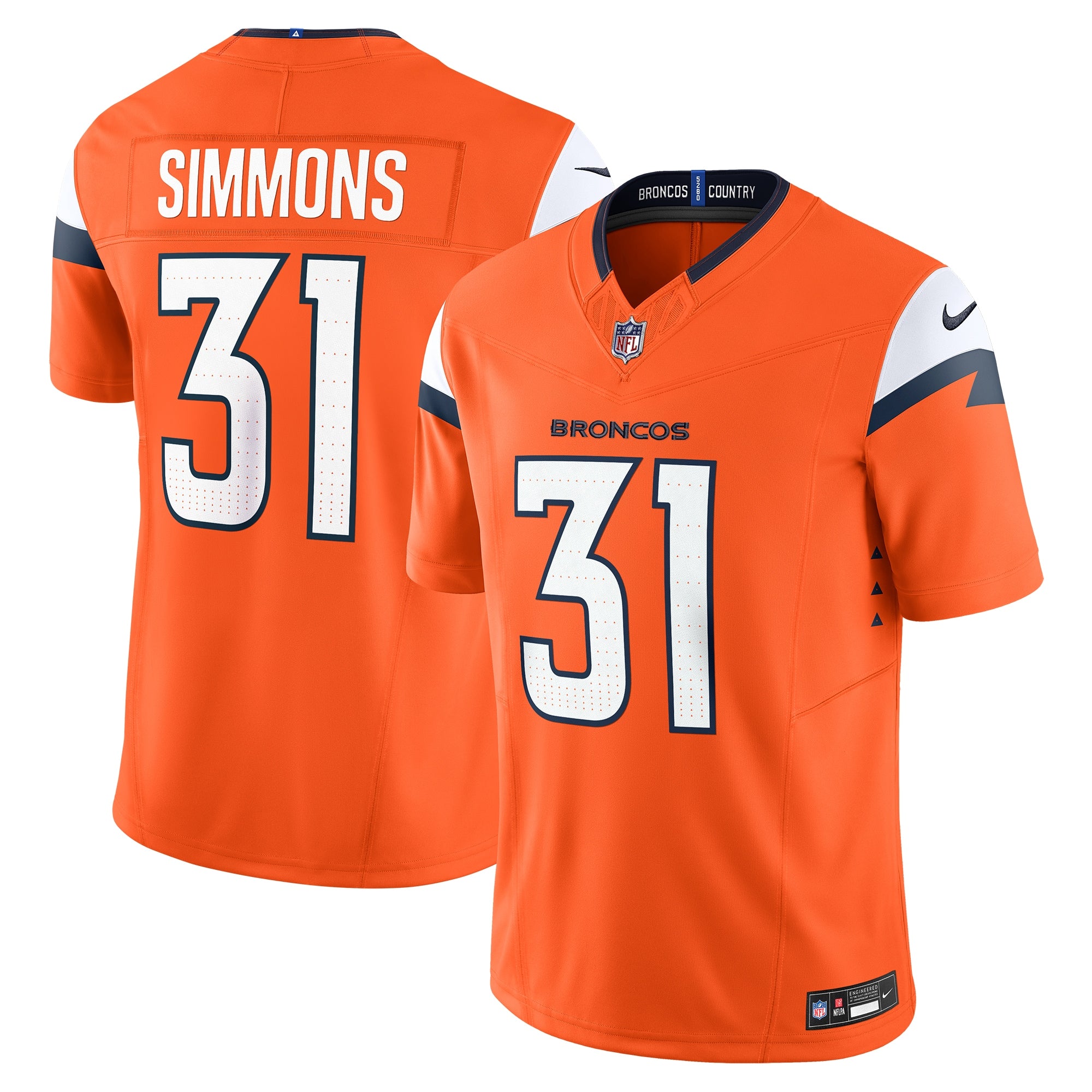 Justin Simmons Denver Broncos Nike Vapor F.U.S.E. Limited Jersey - White/Navy/Orange
