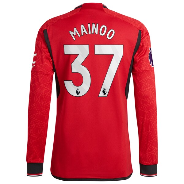 Kobbie Mainoo Manchester United adidas 2023/24 Home Long Sleeve Authentic Player Jersey - Red/Green