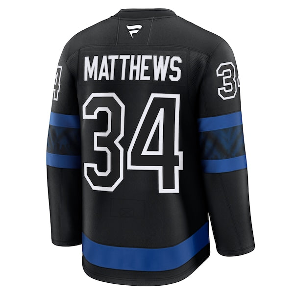 Auston Matthews Toronto Maple Leafs  Captain Patch Alternate Premium Jersey - Black/Blue