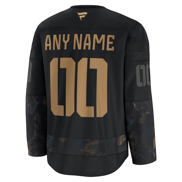 Washington Capitals  2024 Military Appreciation Personalized Long Sleeve Practice Jersey - Black