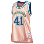Dirk Nowitzki Dallas Mavericks Women's 75th Anniversary Rose Gold 1998 Swingman Jersey - Pink