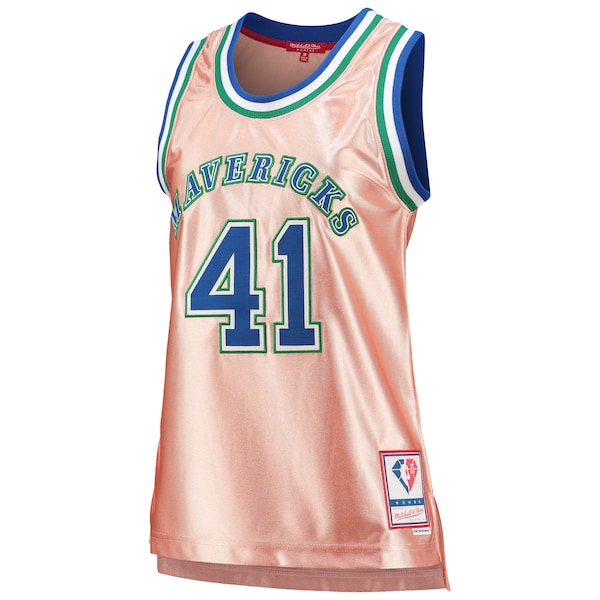 Dirk Nowitzki Dallas Mavericks Women's 75th Anniversary Rose Gold 1998 Swingman Jersey - Pink