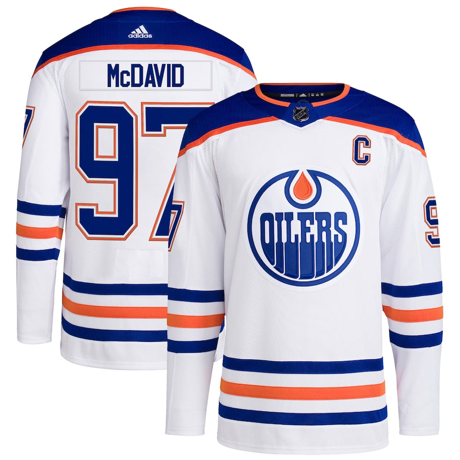 Connor McDavid Edmonton Oilers adidas Away - Primegreen Authentic Pro Player Jersey - White
