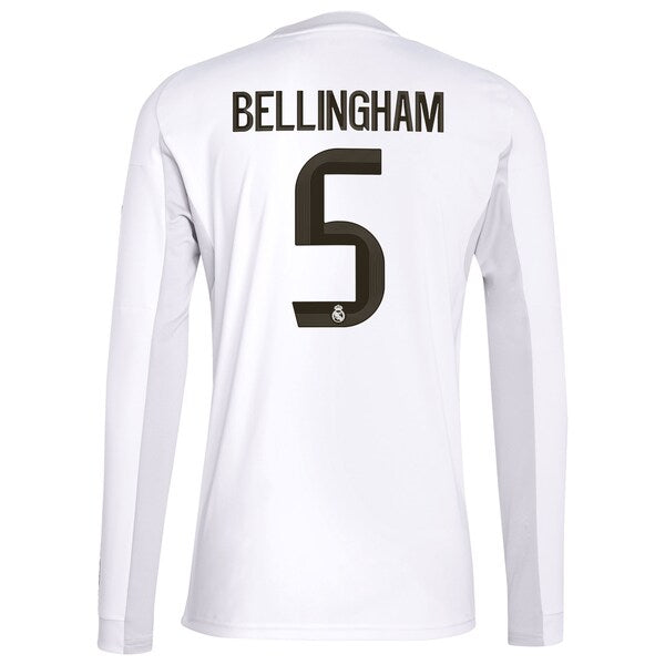 Jude Bellingham Los Merengues adidas 2025/26 Home Replica Long Sleeve Jersey - White