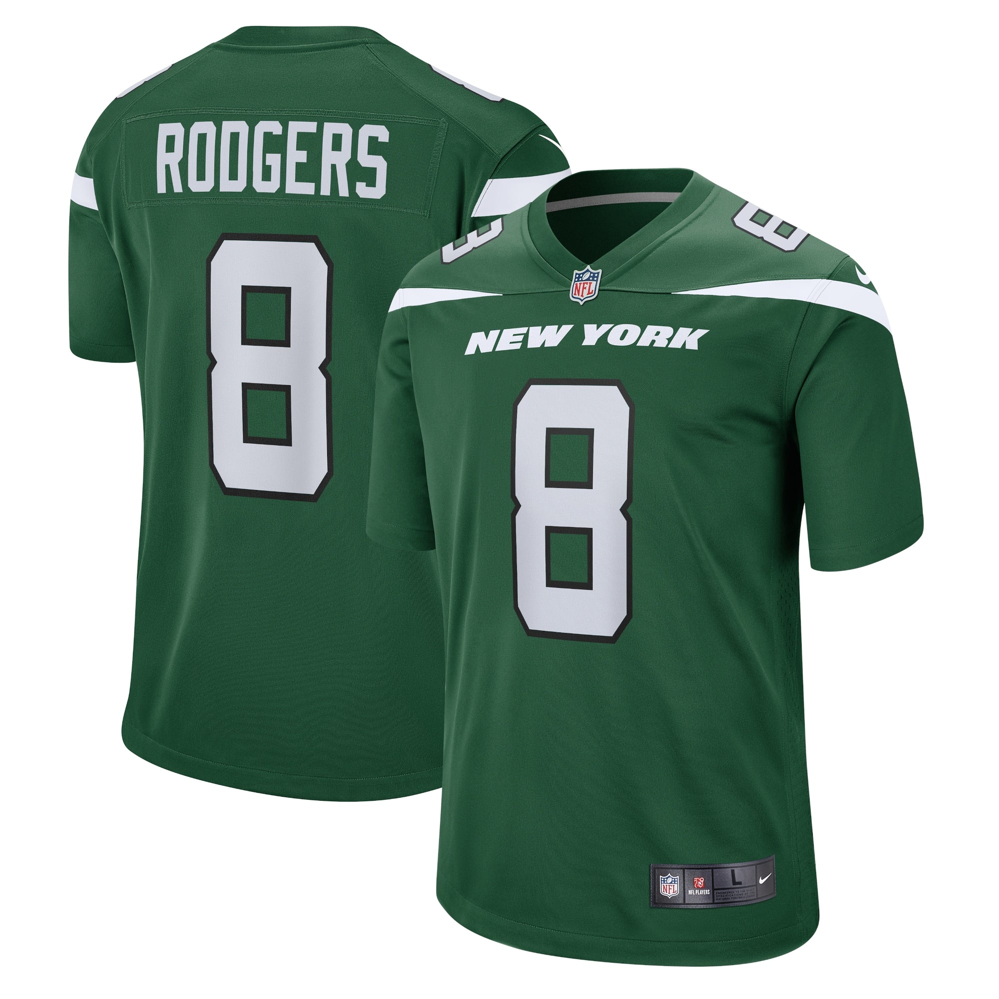 Aaron Rodgers New York Jets Nike Game Jersey - White/Black/Green