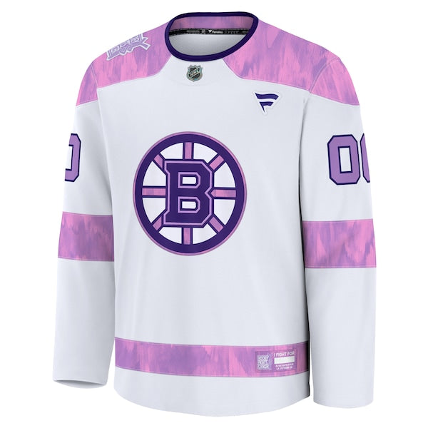 Boston Bruins  2024 Hockey Fights Cancer Custom Practice Jersey - White