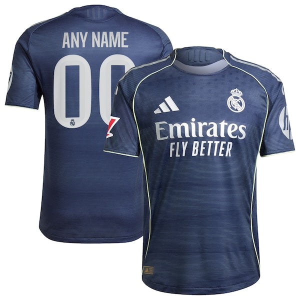 Los Merengues adidas 2025/26 Away Authentic Custom Jersey - Blue/White