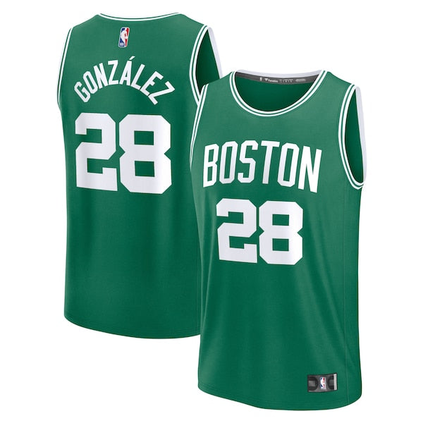 Hugo Gonzalez Boston Celtics  Youth 2025 NBA Draft First Round Pick Fast Break Replica Jersey - Icon Edition - Kelly Green