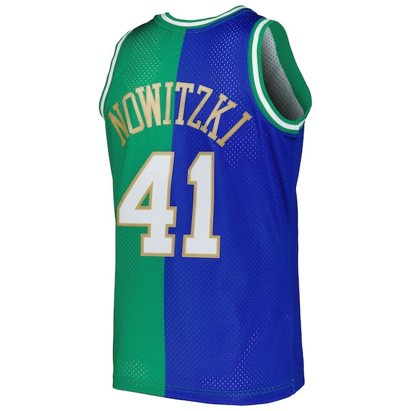 Dirk Nowitzki Dirk Nowitzki Hardwood Classics 1998/2019 Split Swingman Jersey - Blue/Green