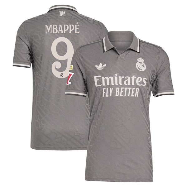 Kylian Mbappé Los Merengues adidas Originals 2024/25 Third Authentic Player Jersey - Charcoal