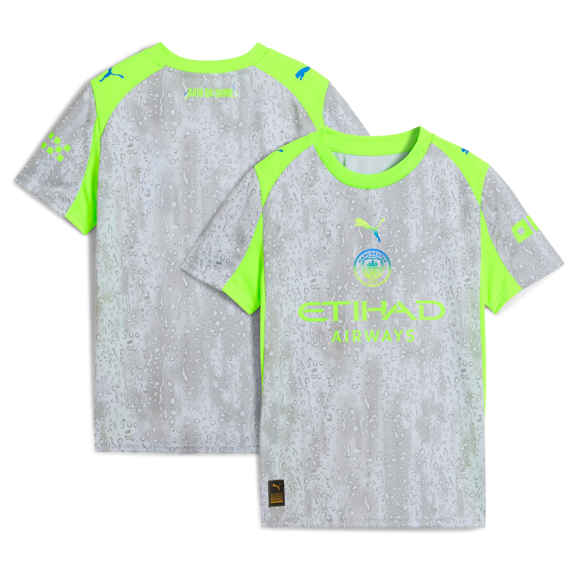 Manchester City Puma Youth 2025/26 Away Replica Jersey - Black/Green/Light Blue