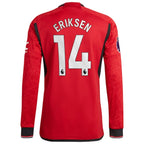 Christian Eriksen Manchester United adidas 2023/24 Home Authentic Long Sleeve Player Jersey - Red/Green