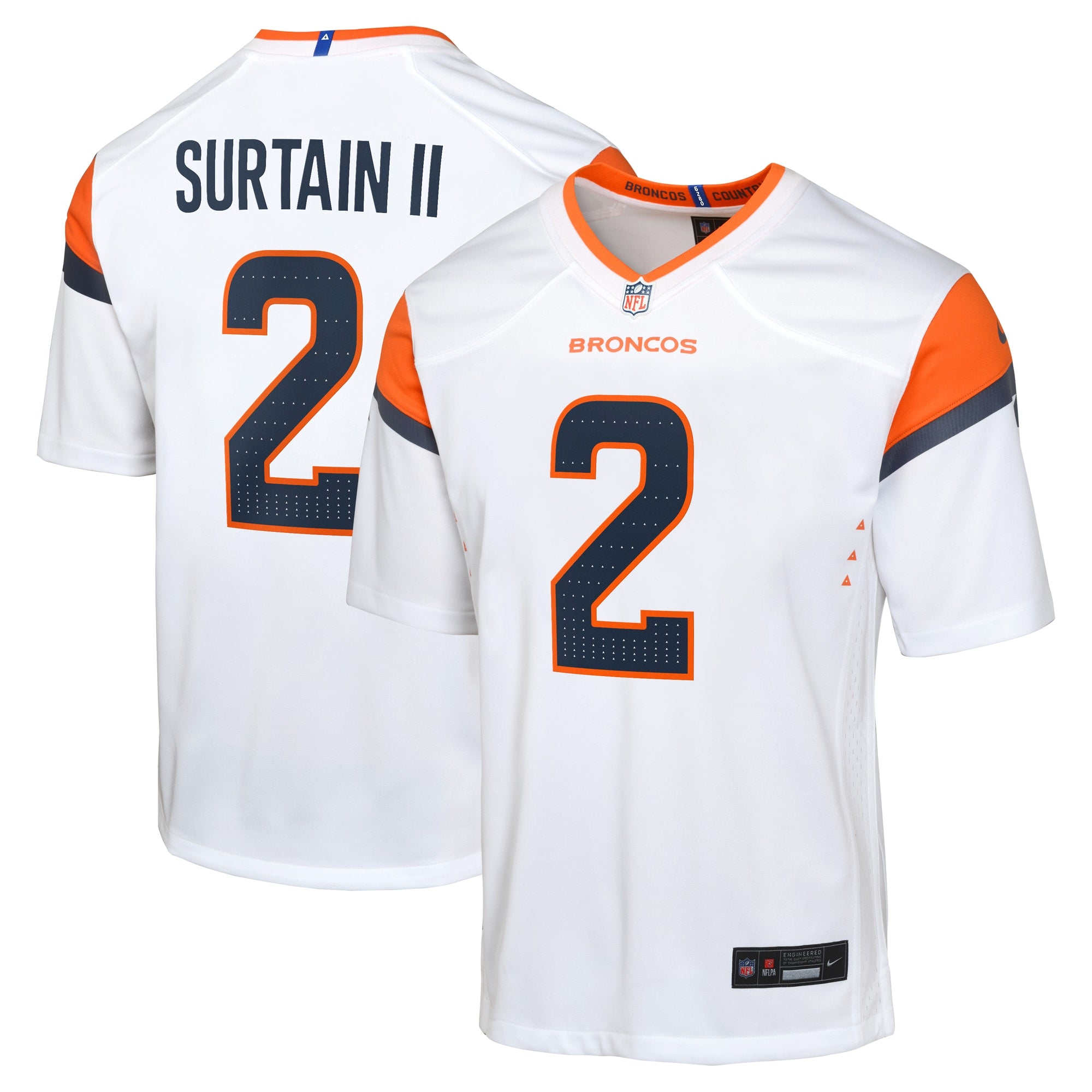 Patrick Surtain II Denver Broncos Nike Youth Game Jersey - Orange/Navy/White
