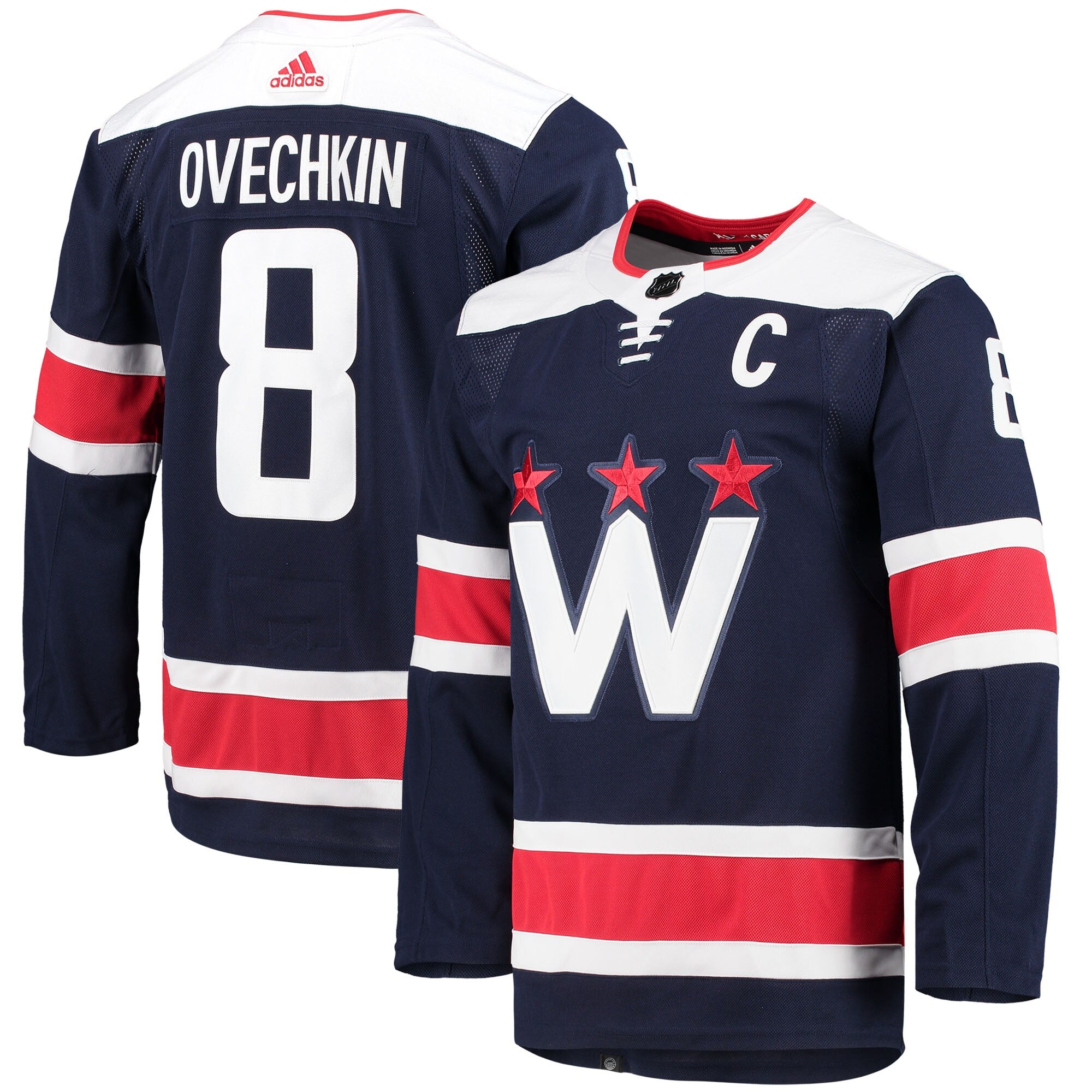 Alexander Ovechkin Washington Capitals adidas Away Captain Primegreen Authentic Player Jersey - White/Navy/Red