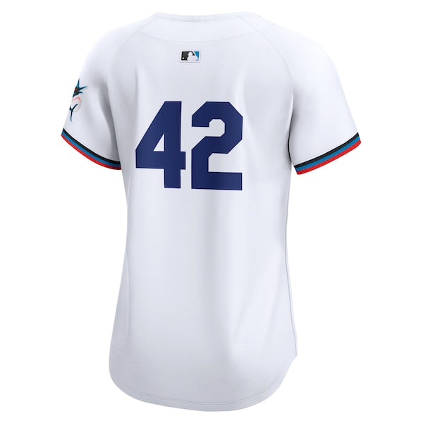 Miami Marlins Nike Women's 2024 Jackie Robinson Day Home Limited Jersey – White
