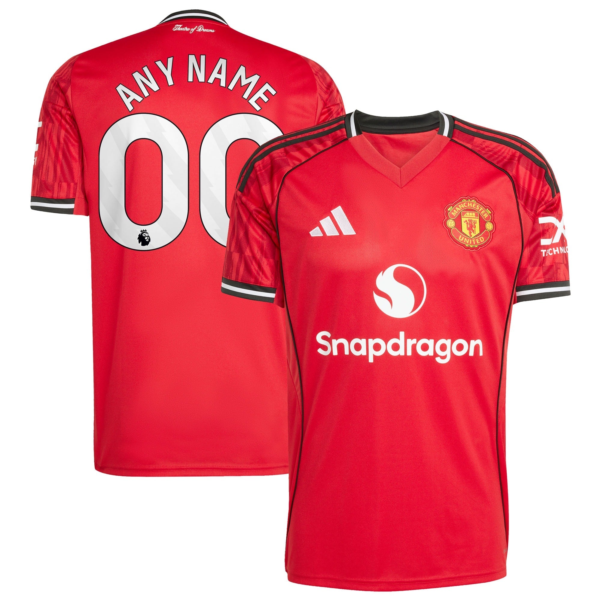 Manchester United adidas 2025/26 Away Replica Custom Jersey - White/Red/Black