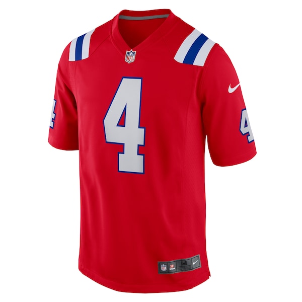 Bailey Zappe New England Patriots Nike Alternate Game Player Jersey - Red/Navy/White