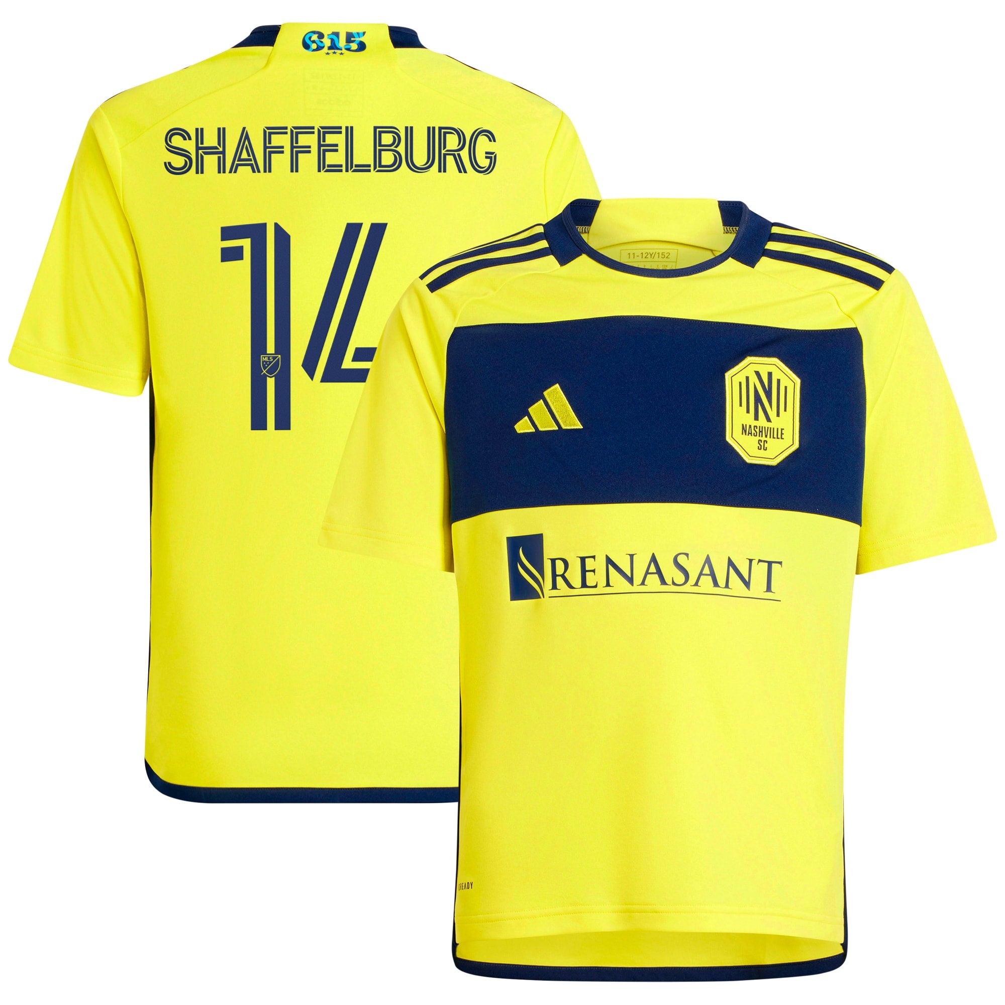 Jacob Shaffelburg Nashville SC adidas Youth 2024 Man In Black Kit Replica Player Jersey - Black/Yellow