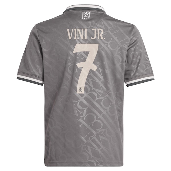 Vini Jr. Los Merengues adidas Originals Youth 2024/25 Third Replica Player Jersey - Charcoal