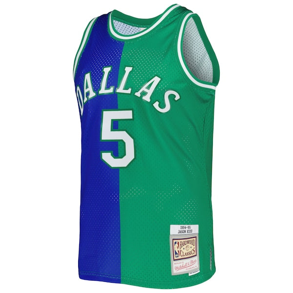 Jason Kidd Dallas Mavericks Hardwood Classics 1994/95 Split Swingman Jersey - Blue/Green
