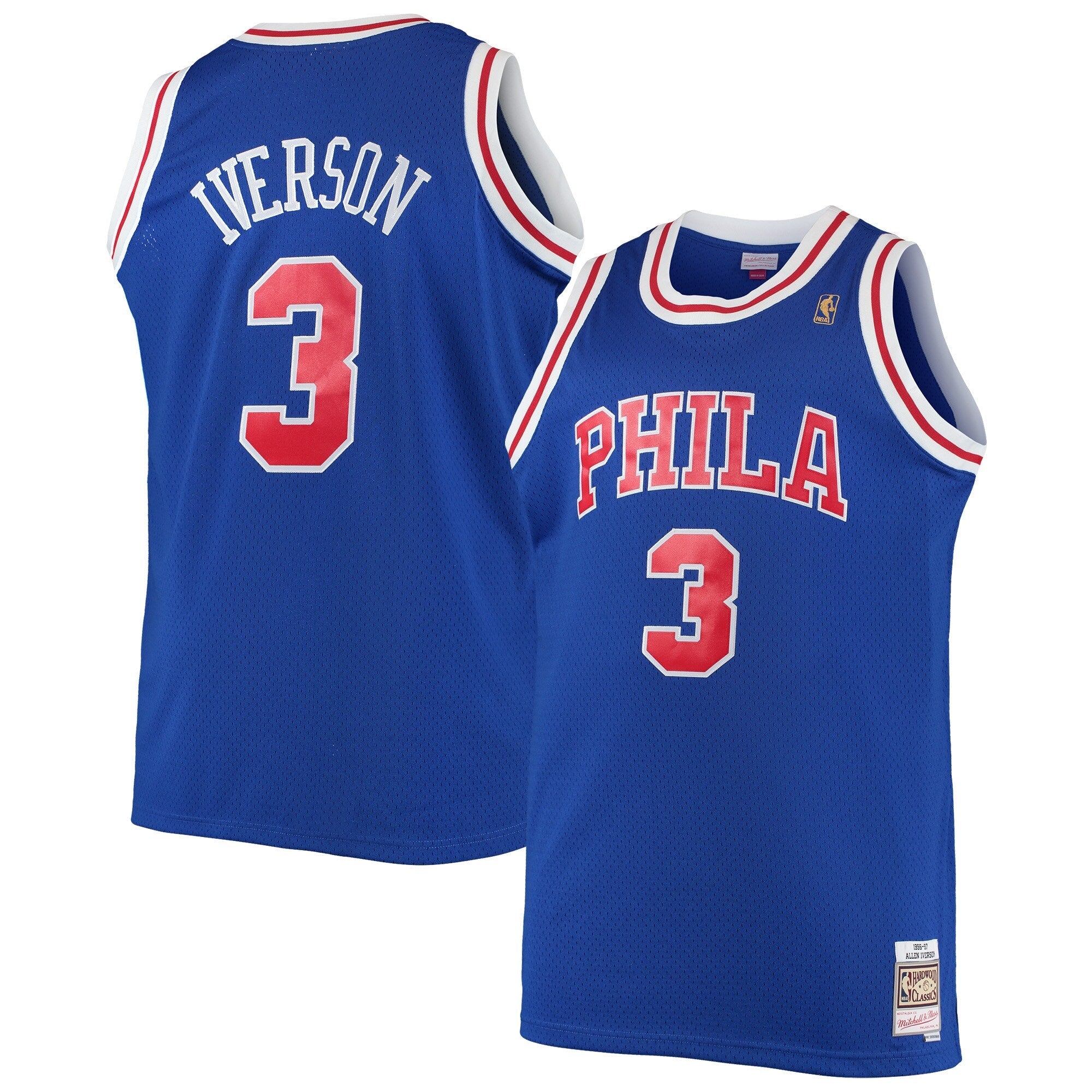 Allen Iverson Philadelphia 76ers Big & Tall Hardwood Classics 1996/97 Swingman Jersey - White/Black/Red/Royal