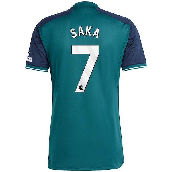 Bukayo Saka Arsenal adidas 2023/24 Third Replica Player Jersey - Green/Yellow
