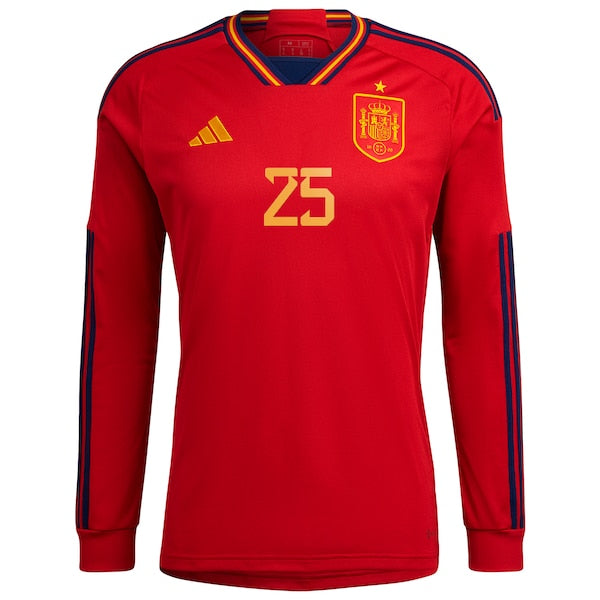 Ansu Fati Spain National Team adidas 2022/23 Home Long Sleeve Replica Jersey - Red