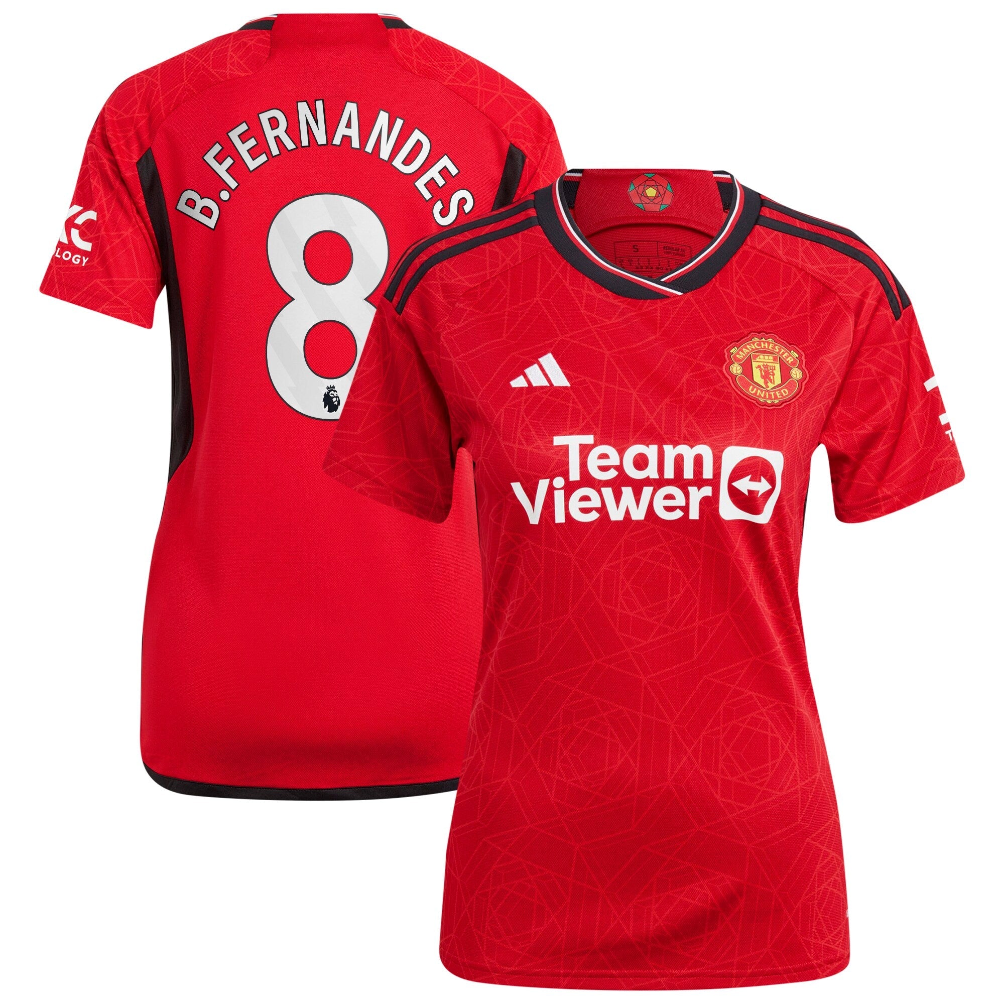 Bruno Fernandes Manchester United adidas Women's 2023/24 Away Replica Player Jersey - Green/Red