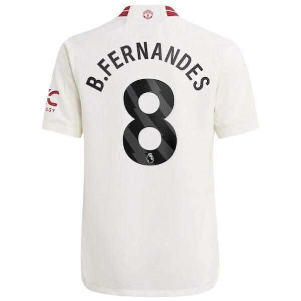 Bruno Fernandes Manchester United adidas Youth 2023/24 Third Replica Player Jersey - White/Green