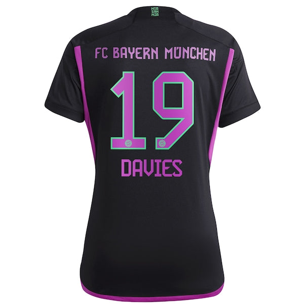 Alphonso Davies Bayern Munich adidas Women's 2023/24 Away Replica Player Jersey - Black/White
