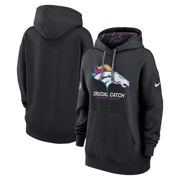 Denver Broncos Nike Women's 2024 NFL Crucial Catch Club Pullover Hoodie - Black